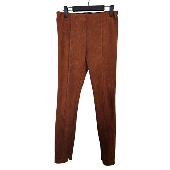 Anthropologie brown faux suede leggings with zipper at ankle. Size 28. - Picture 1 of 4